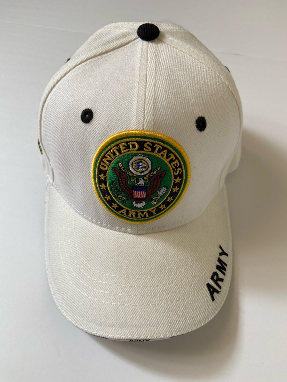 United States Army White Baseball Cap with Crest
